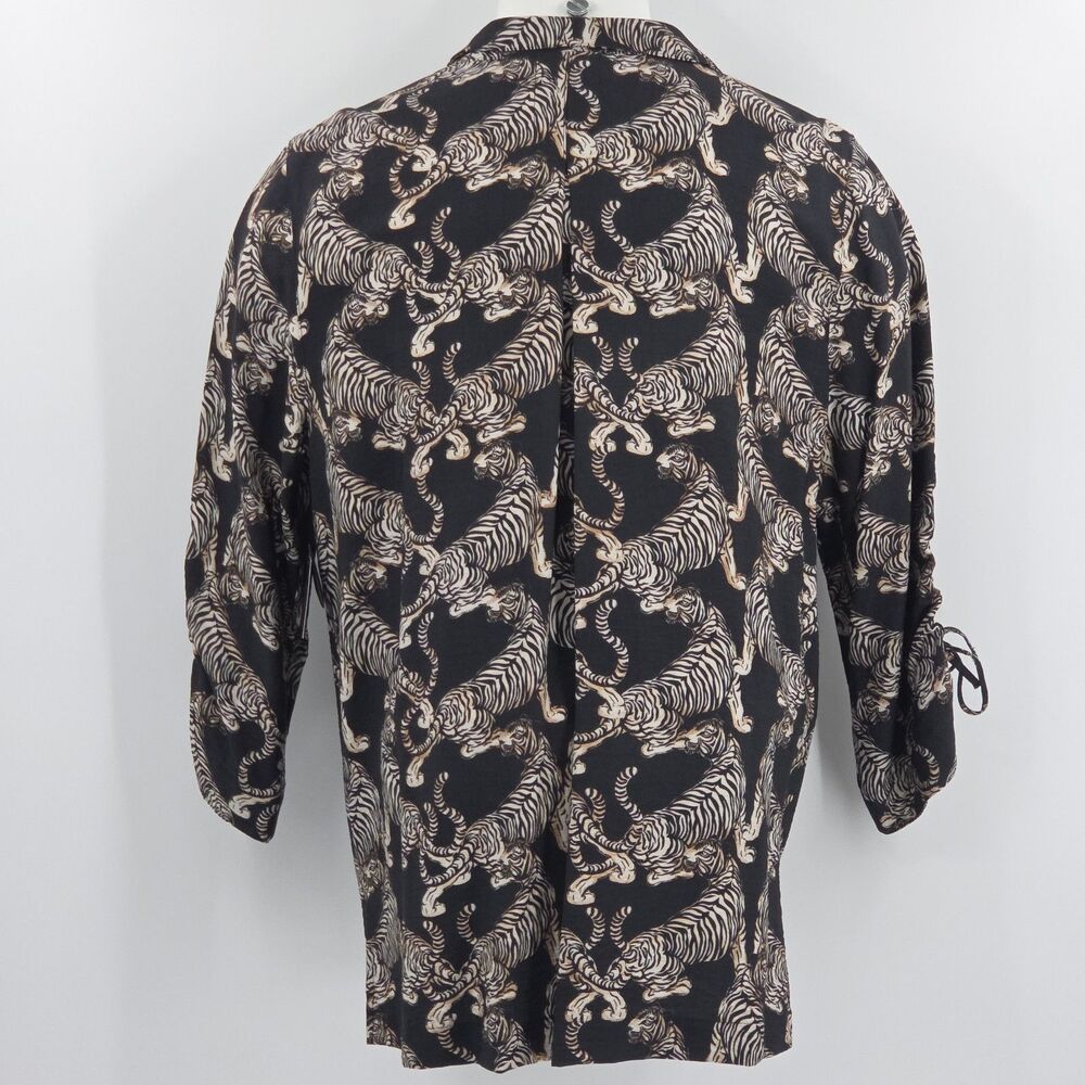 John Mark Tiger Print Button Up Down Shirt Womens Size XL Novelty Fall Cats Work - Picture 3 of 8